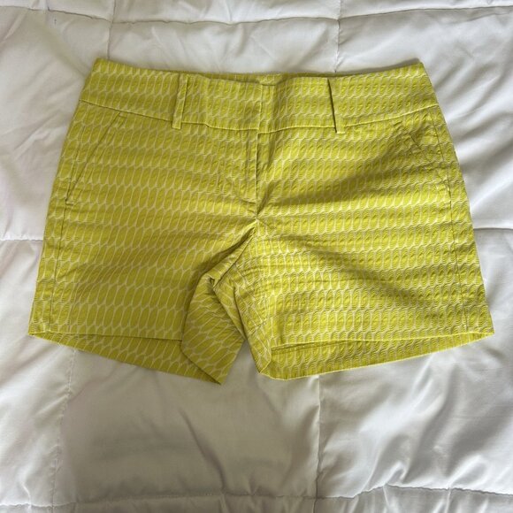 Ann Taylor Pants - Ann Taylor Shorts Womens 8 Yellow White Geometric Belt Loops Summer Beach Casual